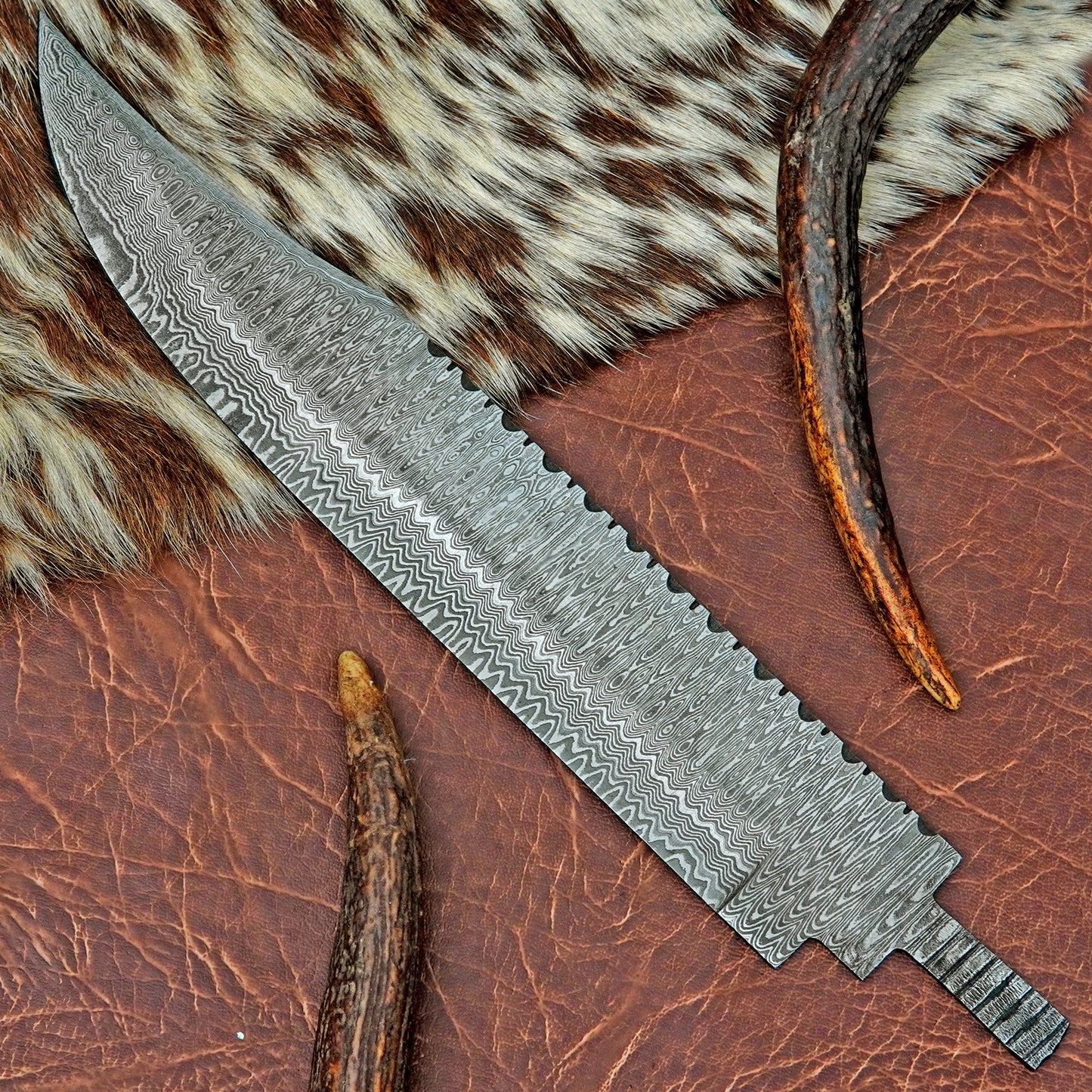 Damascus Steel Bowie Knife Blank 13” – Hand Forged Full Tang Blade NABB12
