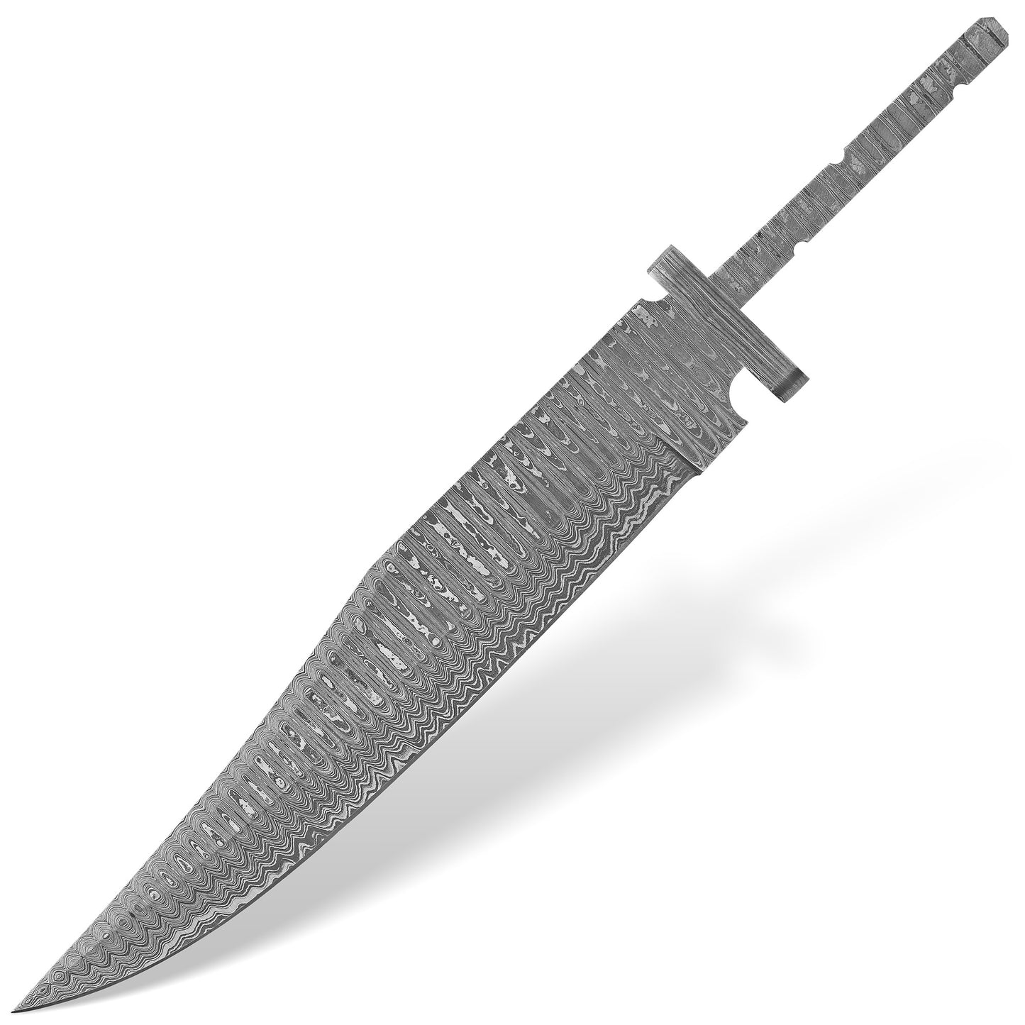 Damascus Steel Knife Making Kit 13” – Hand Forged Bowie Full Tang Hunting Blade with African Red Padauk Wood Handle & Damascus Bolster NAKIT15