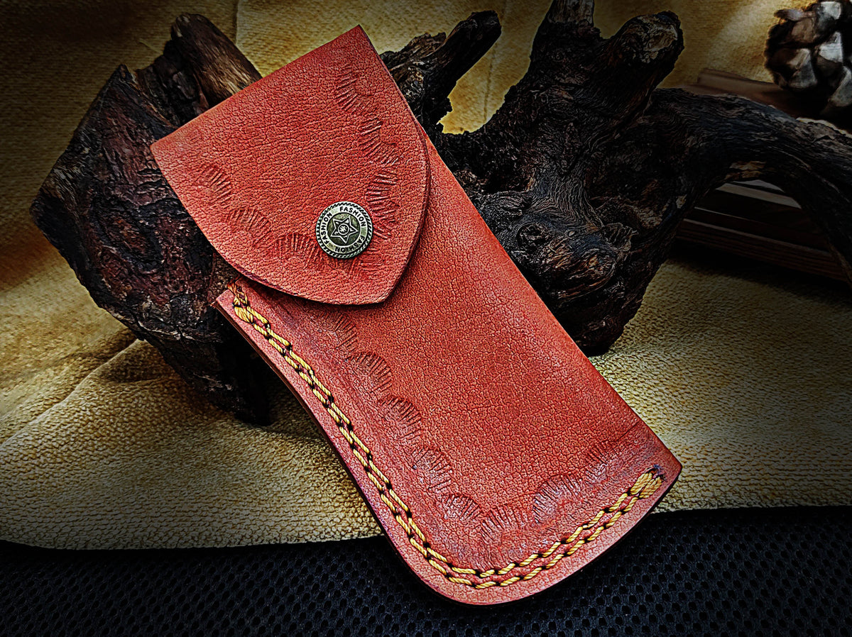 Folding Pocket Tanto Knife, Handmade Damascus Steel with Hand-Engraved Walnut Wood Handle & Damascus Bolster CLKFOL1118