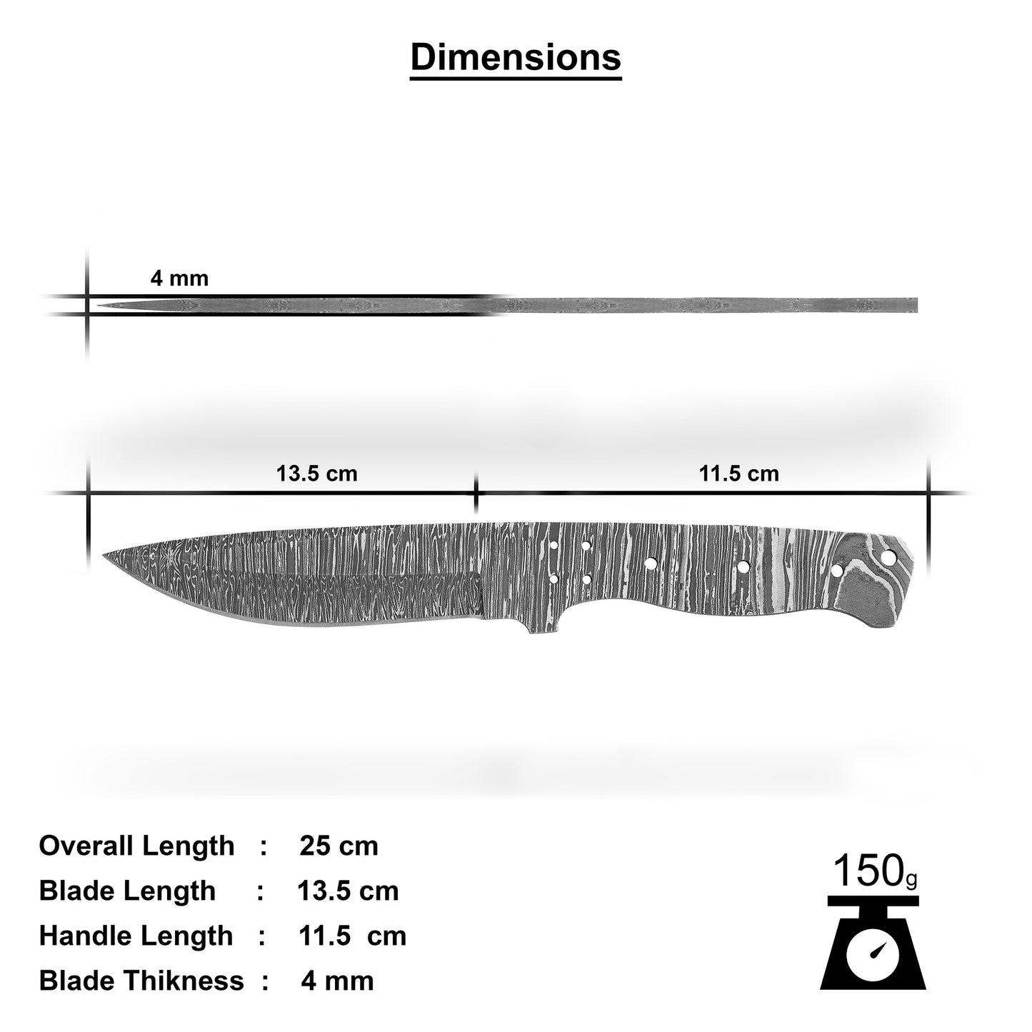 Damascus Steel Knife Making Kit 10” – Hand Forged Hunting Full Tang Blade with African Red Padauk Wood Handle NAKIT07