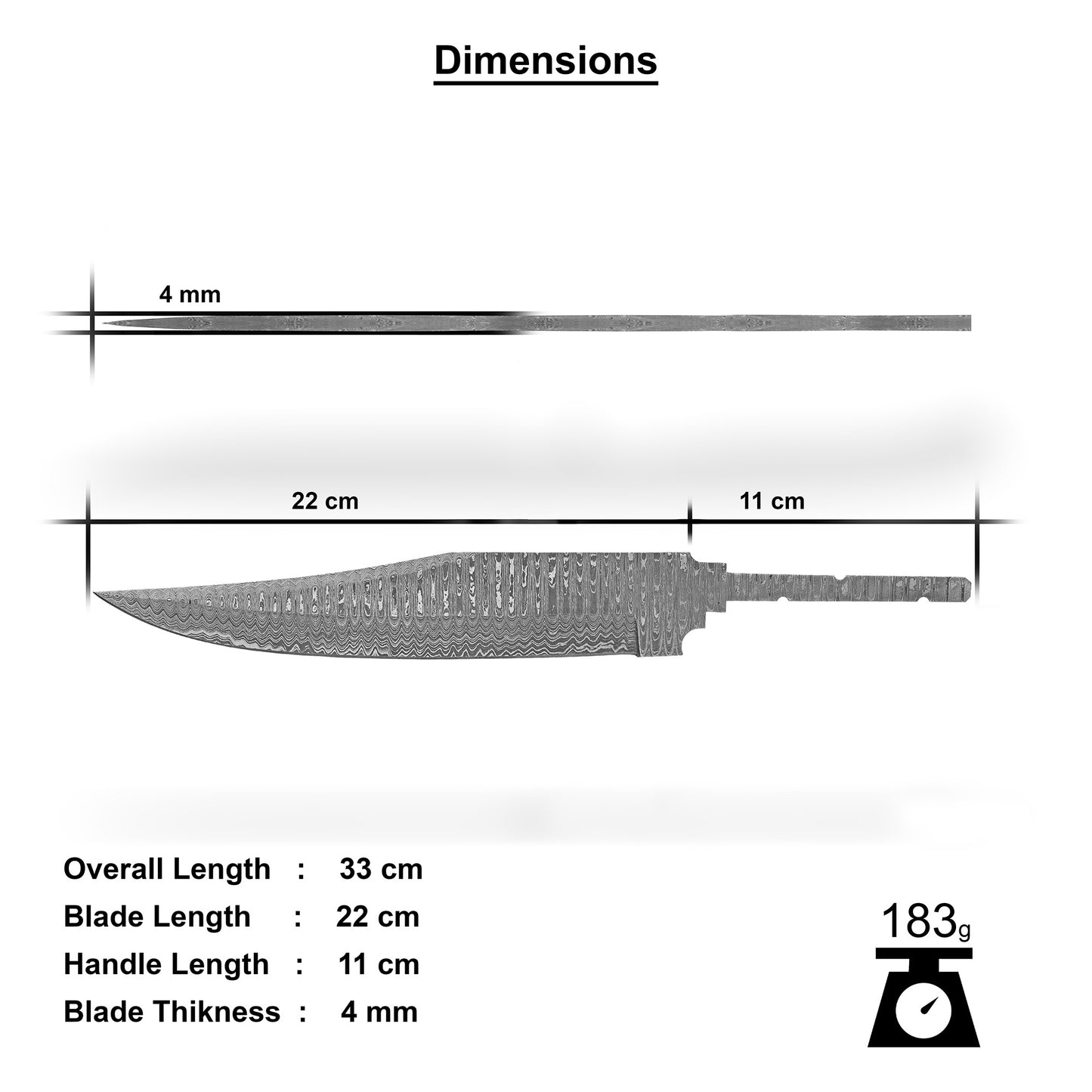 Damascus Steel Knife Making Kit 13” – Hand Forged Bowie Full Tang Hunting Blade with African Red Padauk Wood Handle & Damascus Bolster NAKIT15