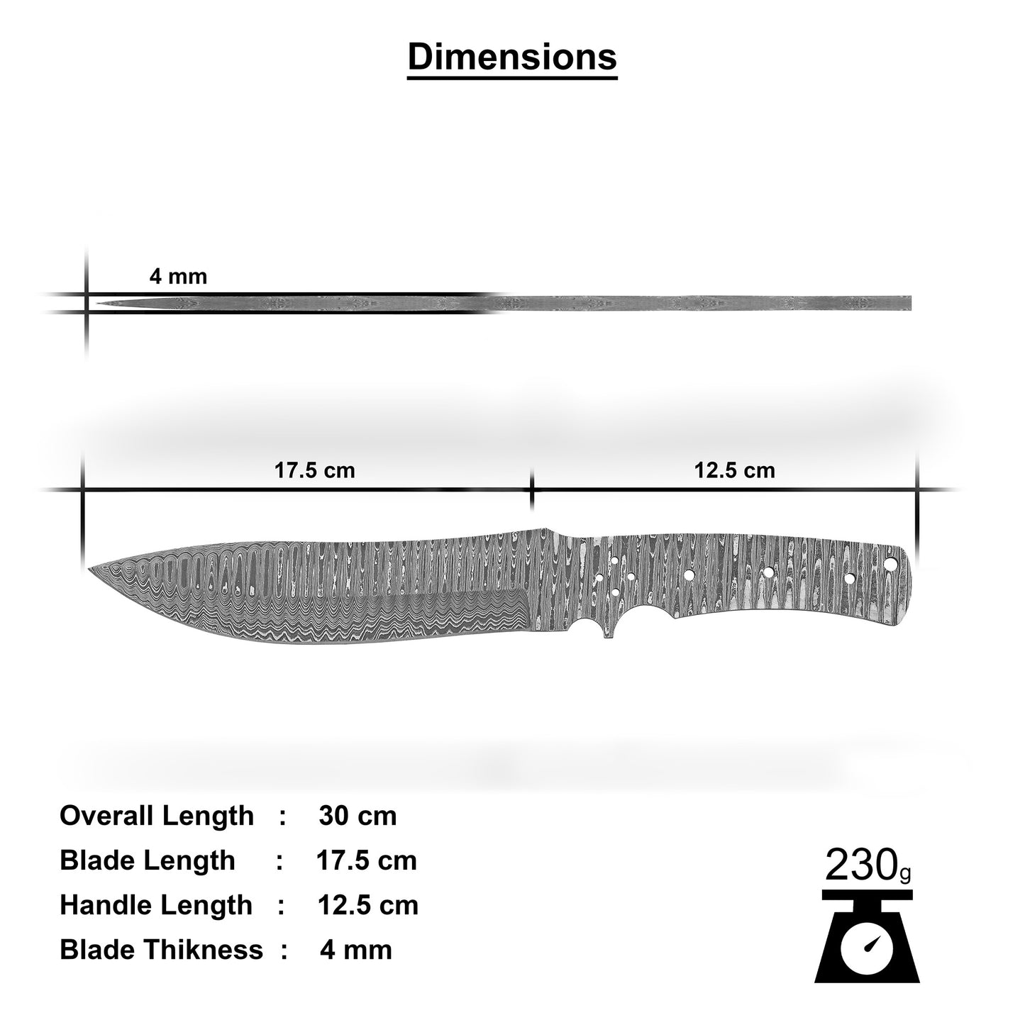 Damascus Steel Knife Making Kit 12” – Hand Forged Hunting & Skinner Full Tang Blade with African Red Padauk Wood Handle NAKIT14