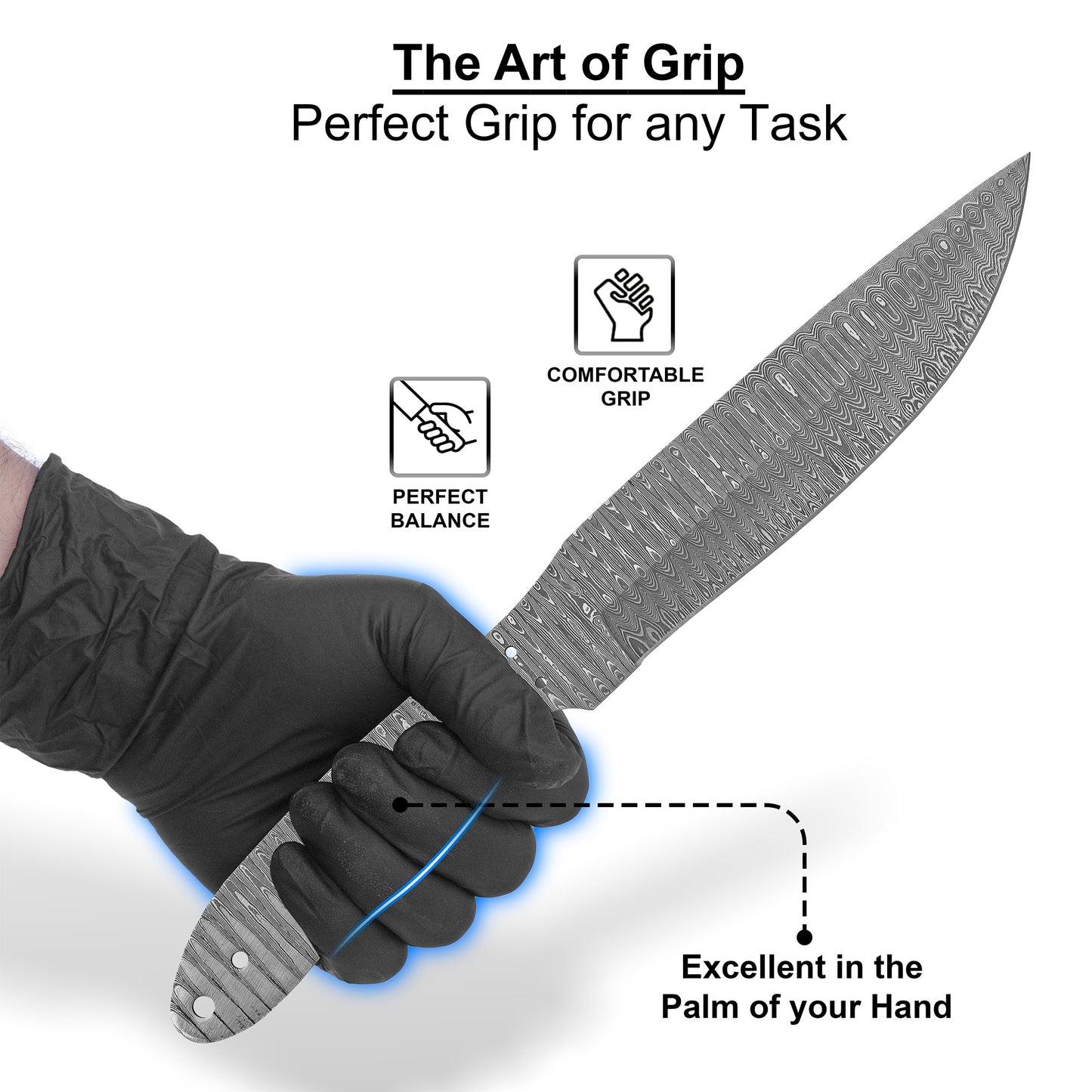 Damascus Steel Knife Making Kit 11.5” – Hand Forged Hunting Full Tang Blade with Olive Wood Handle NAKIT13