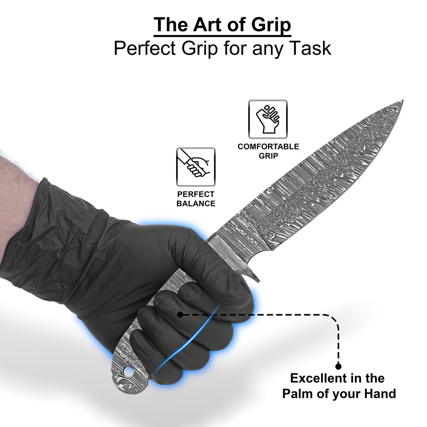 Damascus Steel Knife Making Kit 9.5” – Hand Forged Hunting Full Tang Blade with Rose Wood Handle & Damascus Bolster NAKIT09