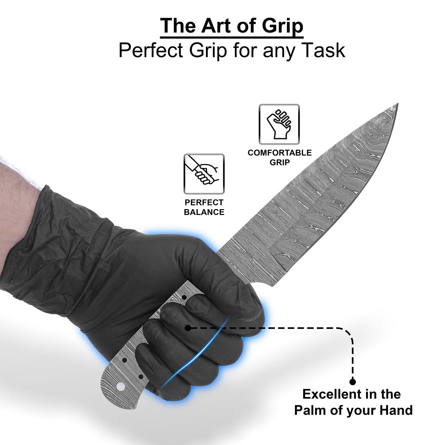 Damascus Steel Knife Making Kit 8.5” – Hand Forged Hunting & Skinner Full Tang Blade with Mulberry Wood Handle NAKIT03