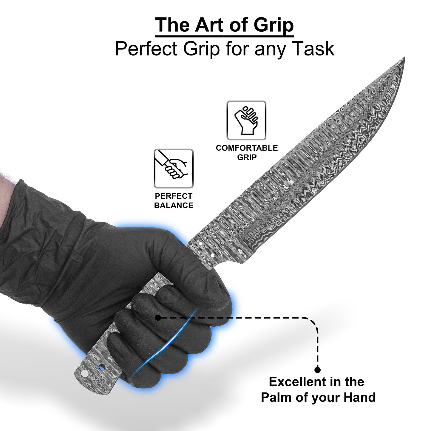 Damascus Steel Knife Making Kit 12” – Hand Forged Bowie Full Tang Hunting Blade with Mulberry Wood Handle NAKIT12