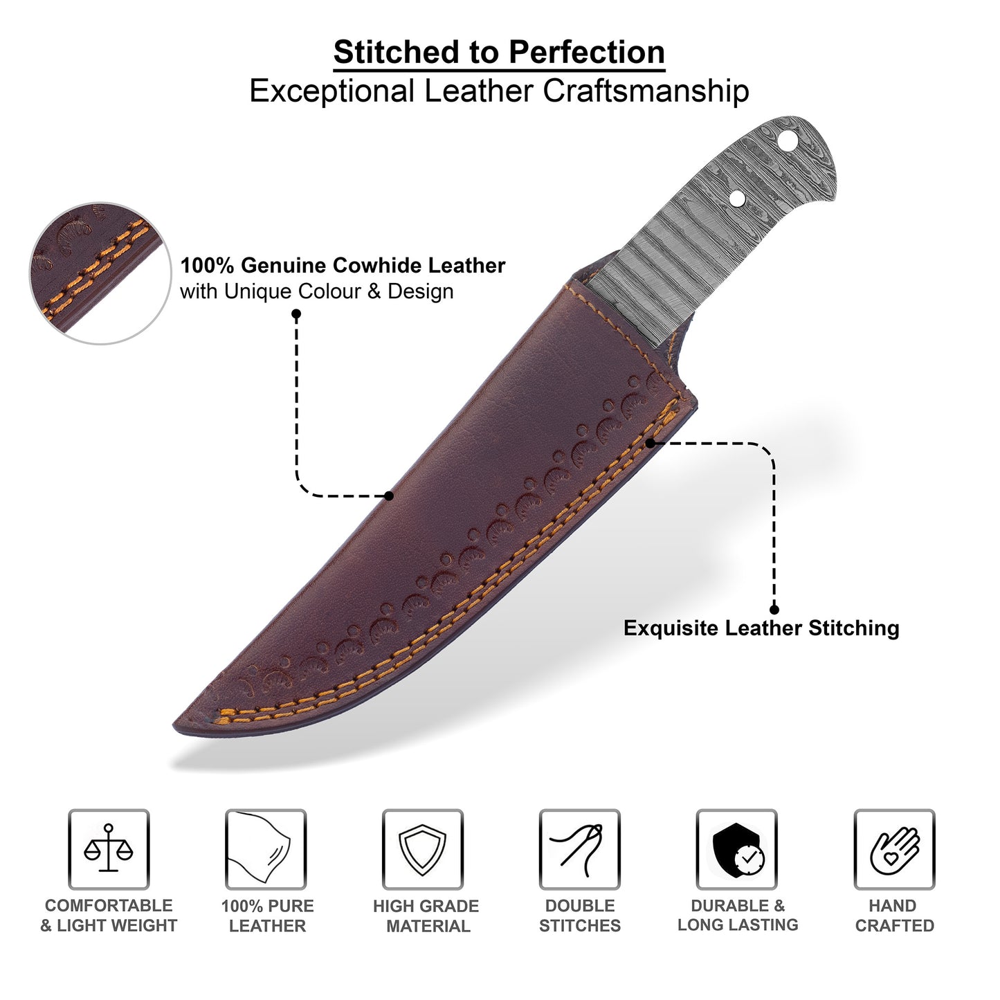 Damascus Steel Knife Making Kit 9” – Hand Forged Hunting Full Tang Blade with Musket Wood Handle NAKIT01