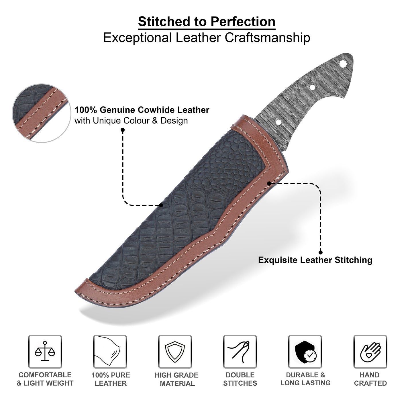 Damascus Steel Knife Making Kit 9” – Hand Forged Gut Hook Hunting & Skinner Full Tang Blade with Wenge Wood Handle NAKIT10