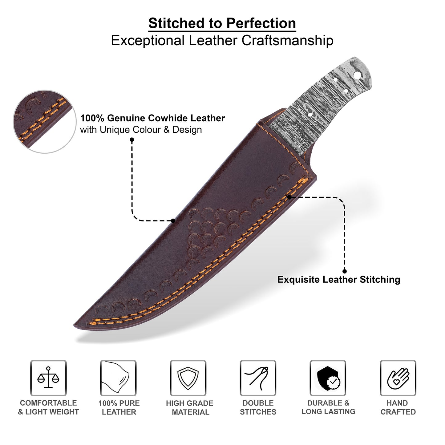 Damascus Steel Knife Making Kit 10.5” – Hand Forged Hunting & Skinner Full Tang Blade with Maple Wood Handle NAKIT04