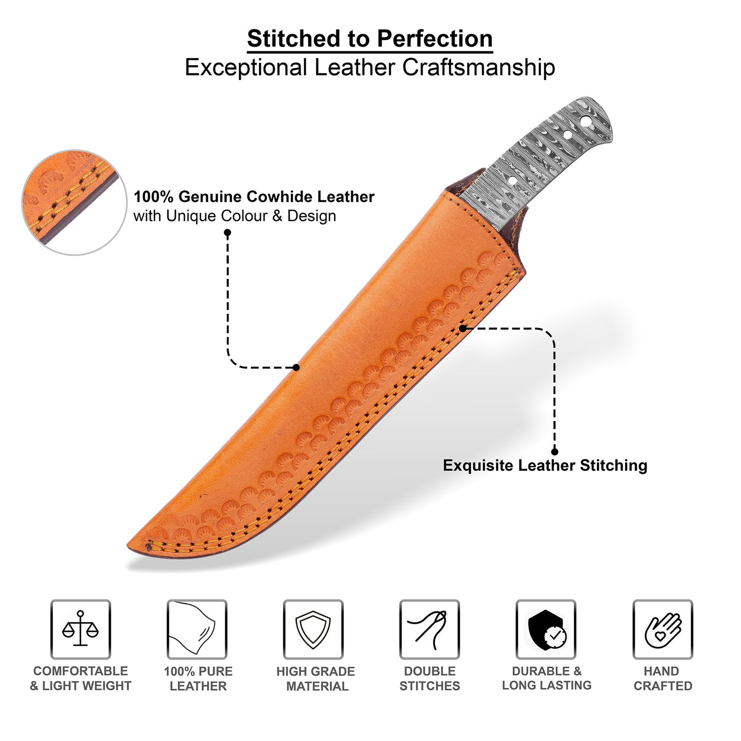 Damascus Steel Knife Making Kit 11” – Hand Forged Hunting & Skinner Full Tang Blade with Maple Wood Handle NAKIT05