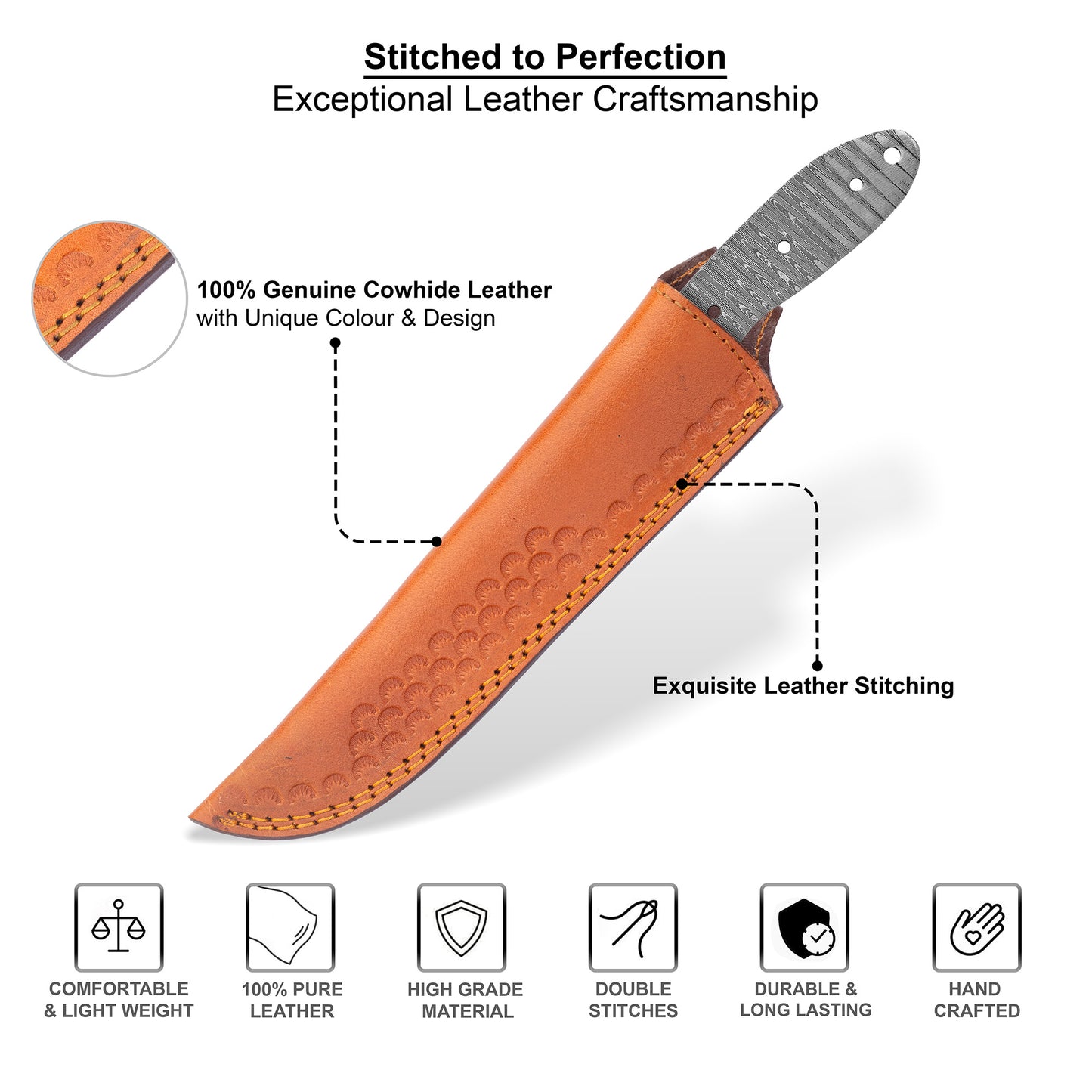 Damascus Steel Knife Making Kit 11.5” – Hand Forged Hunting Full Tang Blade with Olive Wood Handle NAKIT13