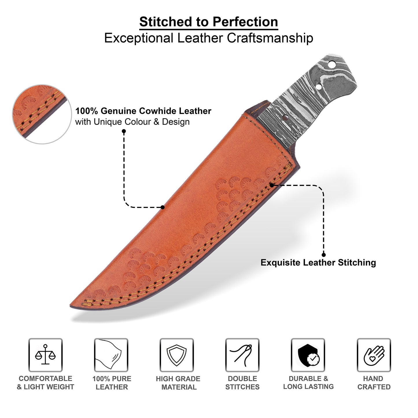 Damascus Steel Knife Making Kit 10” – Hand Forged Hunting Full Tang Blade with African Red Padauk Wood Handle NAKIT07