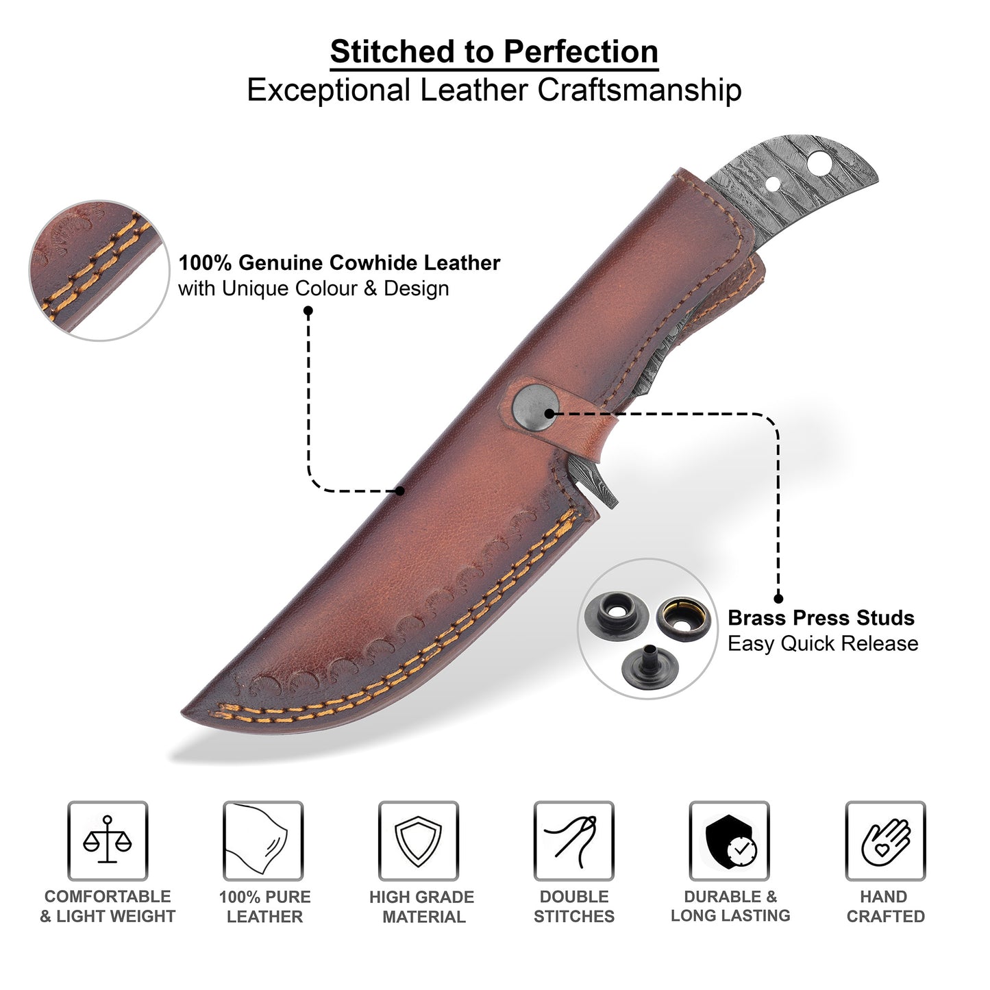 Damascus Steel Knife Making Kit 9” – Hand Forged Hunting & Skinner Full Tang Blade with Rose Wood Handle & Damascus Bolster NAKIT11