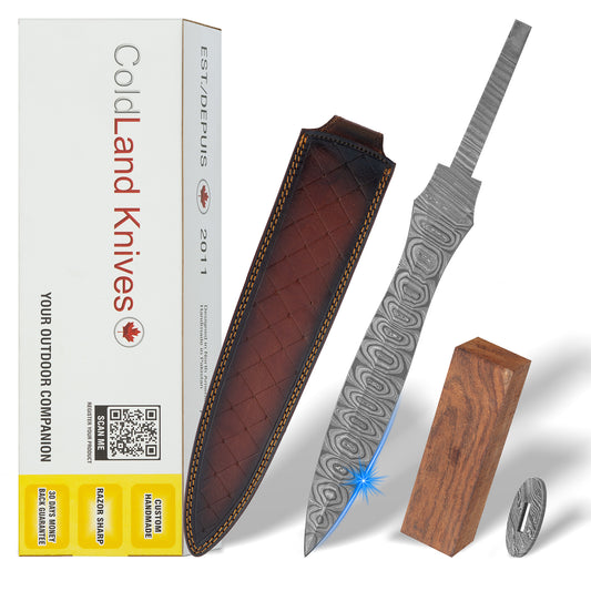Damascus Steel Knife Making Kit 17” – Hand Forged Hunting & Skinner Full Tang Blade with Natural Camel Bone Handle NAKIT16